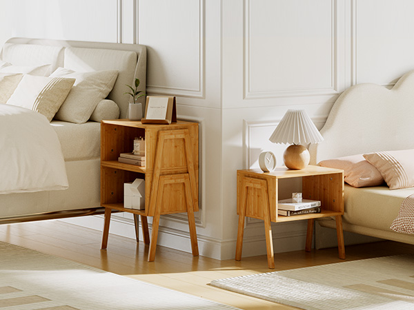nightstands night stands set of 2 Stackable Side Tables bamboo end tables