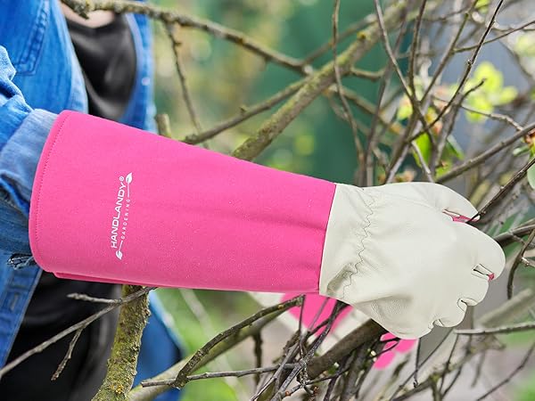 Rose Pruning Gardening Gloves for Men Women, Thornproof Long Gauntlet Gloves, Pigskin Leather