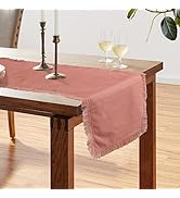 Accent Home Blush 13 x 108 Inches Cotton-Linen Table Runner – Soft, Durable &amp; Natural Blend Rusti...