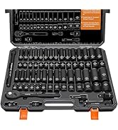 Impact Socket Wrench Set 1/2" Drive - Trivd Frol 65pcs Impact Socket Set Metric and Standard Full...
