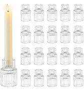 Romadedi Glass Candle Holder for Candlestick - 20 Pcs Clear Small Tapered Candle Holder Wedding D...