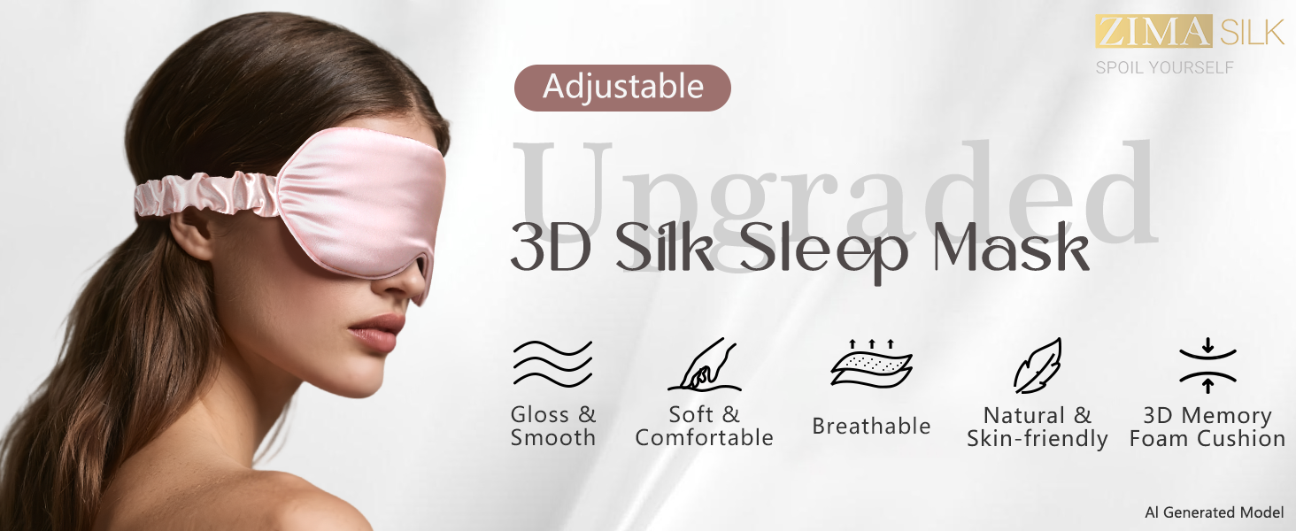 100% mulberry silk eye mask, full blackout blocks light for deep and restful sleep