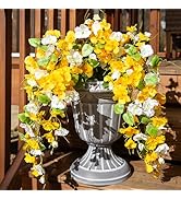 Artificial Hibiscus Fake Hanging Flowers Plants for Outdoors Spring Decoration, 4pcs Faux Silk Ou...