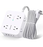 Surge Protector Power Strip - HANYCONY 8 Outlets 4 USB (2 USB C) Charging Ports, Multi Plug Outle...
