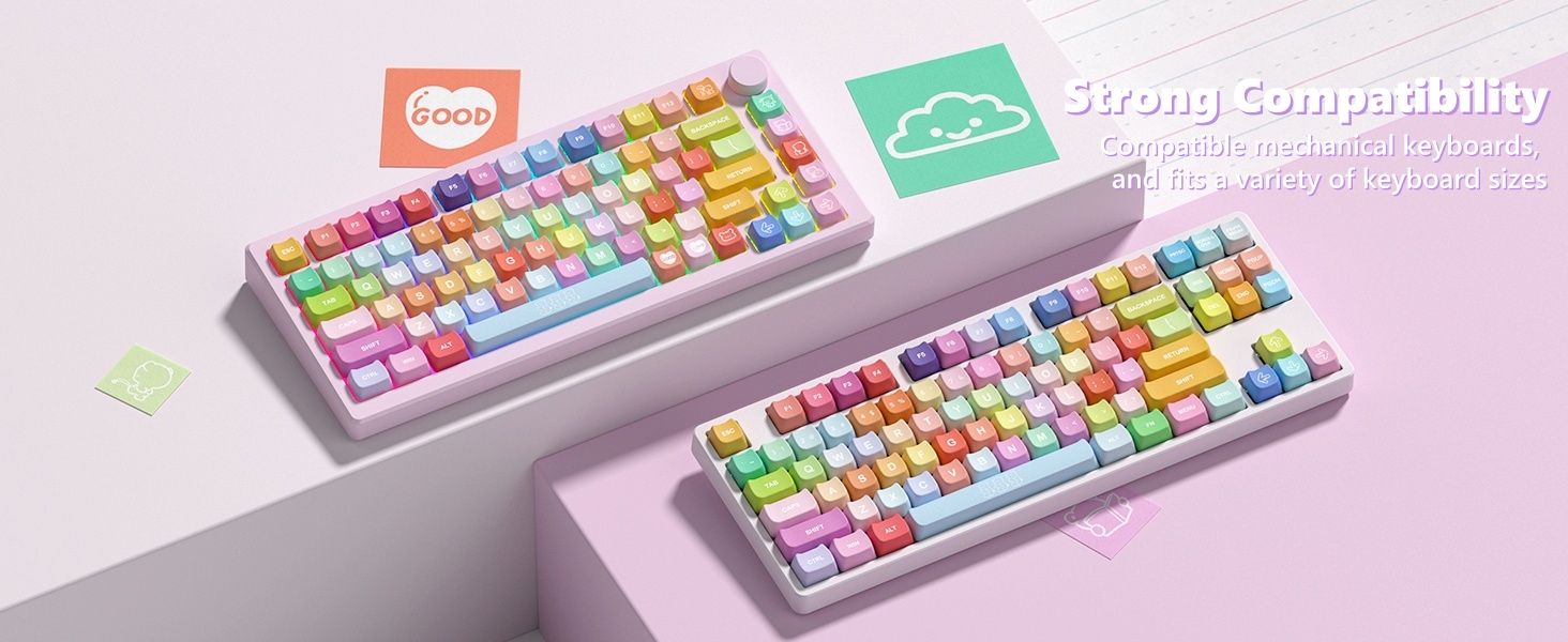 keycaps pbt Keyboard Keycaps 60 65 75 100 Percent, MOA Profile Cat Cute Keycap