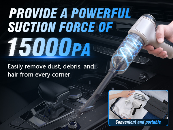 Car Vacuum Cleaner,Cordless 120W/15000PA Powerful Sutions Multi Functional Handheld Vacuum
