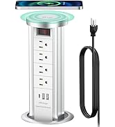 Pop Up Outlet for Countertop with PD 20W USB C, Recessed Countertop Outlet 4 AC Outlets 3 USB Por...
