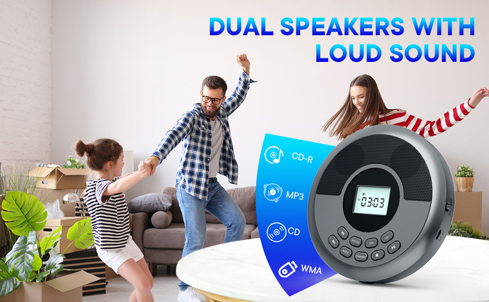Portable cd player with Dual Speakers