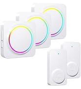 PHYSEN Wireless Doorbells for Home, Waterproof Doorbell Chime Kits 3 Receivers 2 Buttons, 1000ft ...