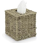Sumnacon Square Seagrass Tissue Box Cover - Vintage Cube Woven Tissue Box Holder, Decorative Tiss...