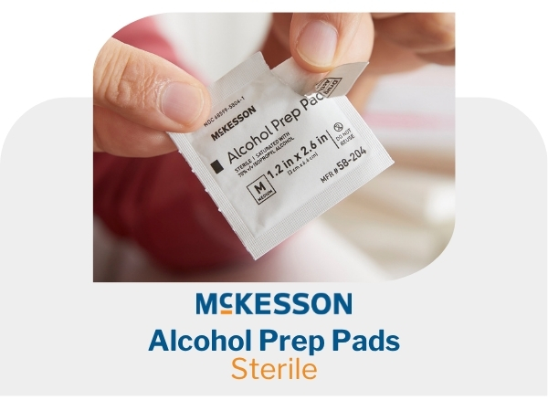 McKsesson Sterile Alcohol Prep Pads 70% Isopropyl acohol soft individually wrapped cleansing pads