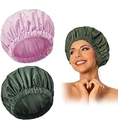 Reusable Shower Cap for Women, Large Waterproof Shower Bonnet Washable Elastic Band Bath Hair Hat...
