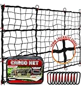 [Premium] 4'x6' Heavy Duty Cargo Net Stretches to 8' x 12', Extra Thick 10mm Cord Bungee Cargo Ne...