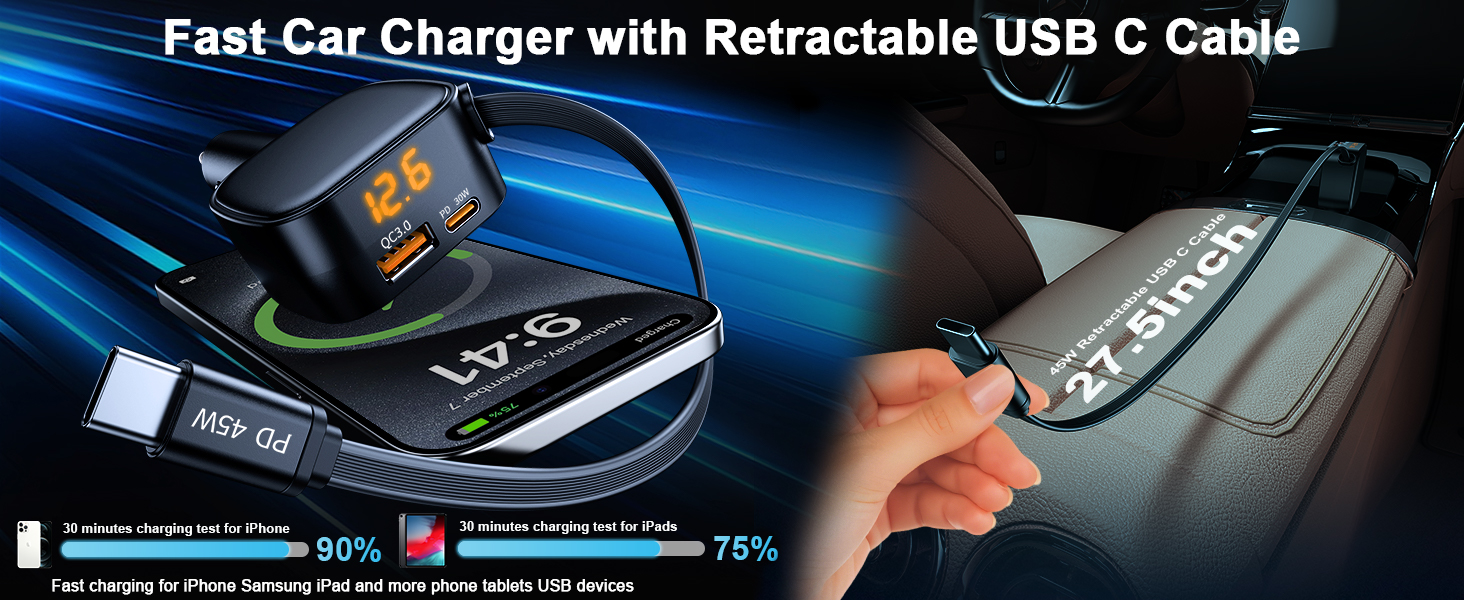 usb c car charger fast charging iphone 17 car charger usb fast charge car phone charger for car