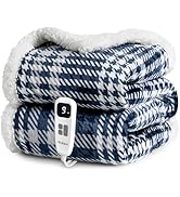 blunique Heated Blanket Electric Throw-50''x60''Ultra Soft Cozy Plaid Flannel Fast Heating Electr...