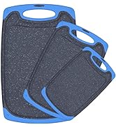 Plastic Cutting Board, 3 Pieces Dishwasher Safe Cutting Boards with Juice Grooves, Easy Grip Hand...