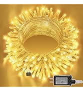 Ollny String Lights 120LED 40FT, Warm White Fairy Lights Waterproof Connectable Timer, 8 Modes Pl...