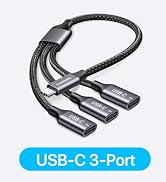 KiwiBird USB C Splitter 1 in 3 Out, USB Type C Splitter, USBC Male to Multi Type C Female Port Po...