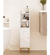 AEPOALUA Bathroom Storage Cabinet, Small Corner Floor Hutch with Door and Adjustable Shelves, Nar...
