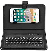 ELIATER Portable Bluetooth Keyboard with Leather Case Cover with for 4.5''-6.8'' iOS, Android and...