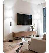 GOEBLESON Set of 2 Dimmable Floor Lamps for Living Room with 2 Remotes and Foot Switch, 64.4”Mode...