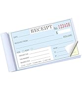 2 Packs Receipt Book with Carbon Copies,Receipt Book for Small Business,2-Part Carbonless,Blue an...