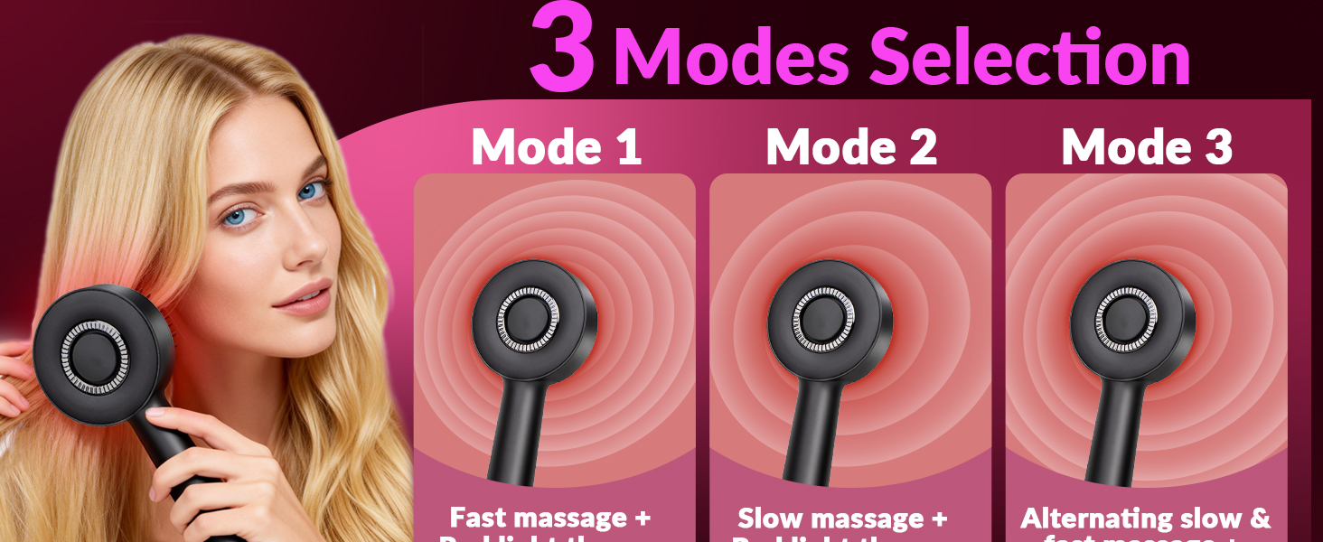 This red light hair brush combines gentle massage and red light therapy for scalp health.