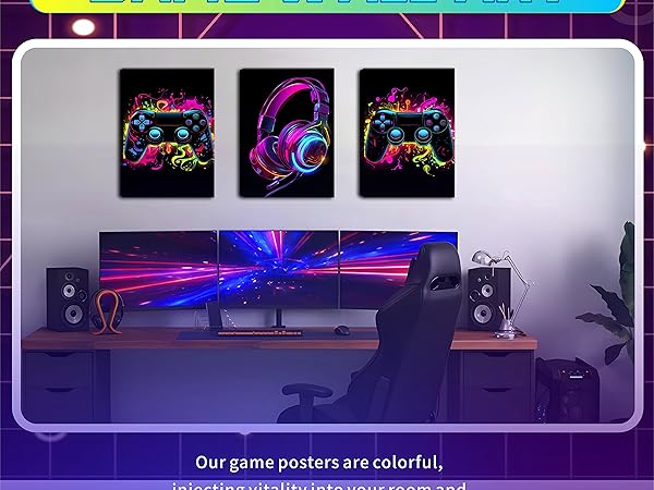 Neon Gaming Video Game Room Wall Art
