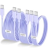 3-Pack Purple [3.3FT+6.6FT+10FT] 60W USB C to USB C Cable, Type C Fast Charging Cable for iPhone ...