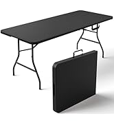 MAKE CHANGES Folding Table 6FT Heavy Duty Plastic Table with Handle, Foldable&amp;Portable, Fold-in-H...
