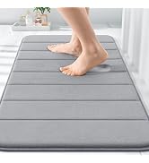 OLANLY Striped Memory Foam Bath Mat 32x20, Super Soft Absorbent Bathroom Rugs, Quick Dry, Machine...