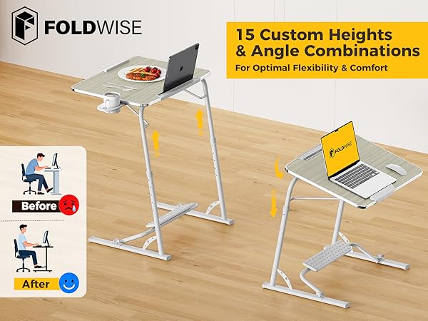 Laptop Table with 15 Custom Heights &amp;amp; Angle Combinations