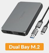 iDsonix Dual Bay M.2 Enclosure for Double M.2 NVMe SSDs 10Gbps Speed USB 3.1 Gen2 Type C NVMe H...