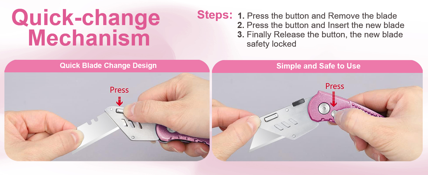 box cutter utility knife-pink-HR03L