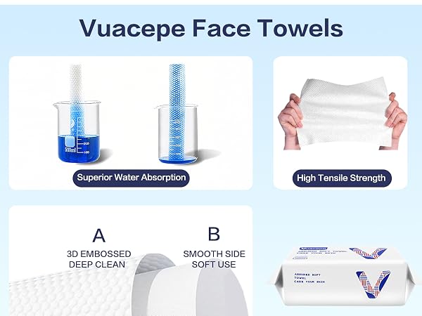 Vuacepe Face Towels Two-sided Design and Superior Water Absorption