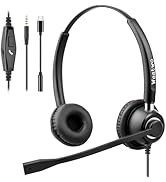 Wired 3.5mm Computer Headset with Noise Cancelling Microphone, USB-C Headphone with Mic for PC La...