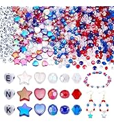 PH PandaHall 1120pcs 4th of July Beads, 6mm Faceted Acrylic Beads Red White Blue Patriotic Bead 8...
