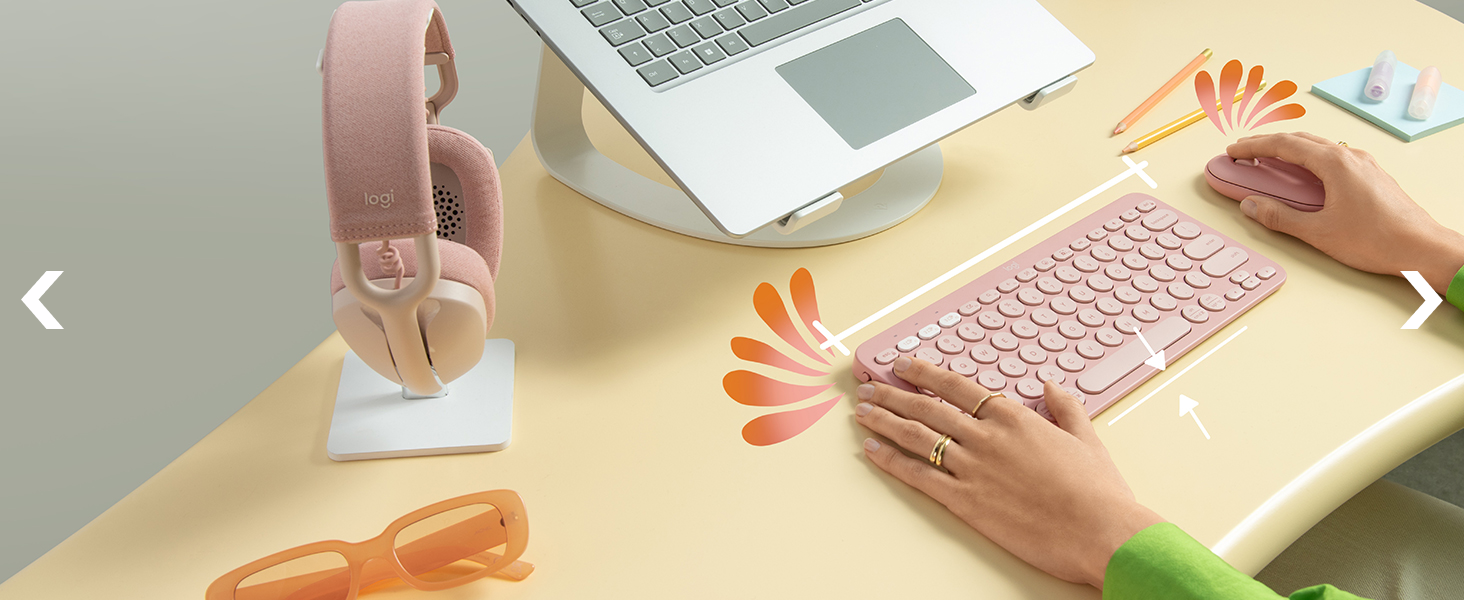 zoom of pebble keys 2 k380s bluetooth slim rose keyboard