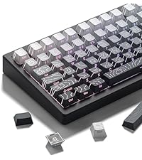 dagaladoo PBT Keycaps with Metal Paint,112-Key Black/Pink Custom Keycap Set dye Sublimation,Cherry P...