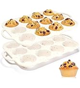 Silicone Muffin Pan, with Metal Reinforced Frame 2.8 Inch Regular Size Silicone Cupcake Pan Nonst...