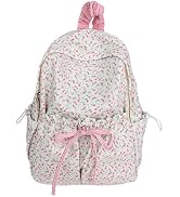 Cute Aesthetic Bow Backpack for Women Kawaii Floral Print Preppy College Book Bag Trendy Coquette...