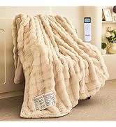 XINIUSLEEP Heated Blanket Electric Blanket 50"x60", Soft Faux Rabbit Fur Heating Blankets with Ov...