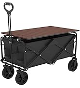 Buzowruil Collapsible Wagon,Heavy Duty Portable Outdoor Camping Utility Wagon with Folding Table ...