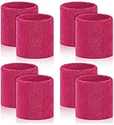 8 Pcs Sports Wrist Sweat Bands for Men &amp; Women, Absorbent Wrist Sweatbands Tennis Wristbands, Ela...