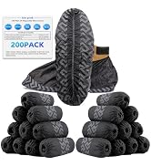 ioiopeak Disposable Black Shoe Covers 200 Pack (100 Pairs) - Durable, Non-Slip, Water Resistant, ...