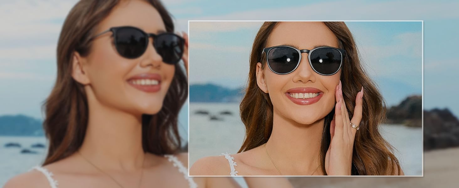 black sunglasses blocking out the sunlight