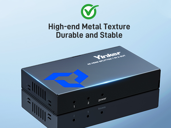 Yinker 4K HDMI Splitter 1 in 2 Out with 5 Ft HDMI 2.0 Cable