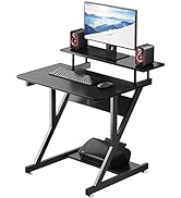Dripex Computer Desk for Small Spaces, 27.5 inch Small Computer Desk, 3 Tier Compact Desk with Mo...