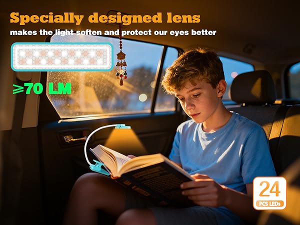 VAVOFO 24pcs LEDs rotatable rechargeable book light with specially designed lens-blue for mobile