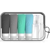 KLKE 16-Piece Silicone Travel Bottles Set – TSA Approved Leakproof Toiletry Kit with Flat Easy-Sq...